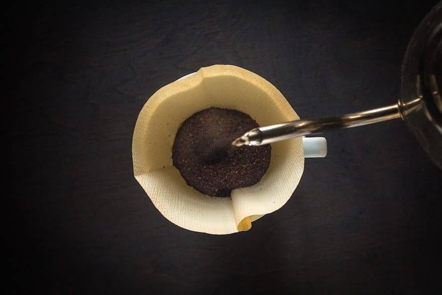 coffee being poured into coffee filter